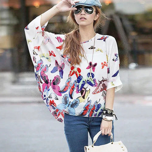 Women Blouses Plus Size Clothing Summer 2021 Novelty Bohemian Shirts Blusas Femininas Bohemian Style Women's Chiffon Tops Tees - Matrix-studios.com