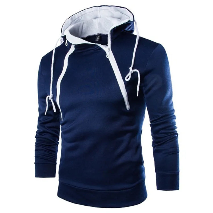 Men's Hoodies Long Sleeve Sweatshirts for Men Zipper Hooded Pullover High Neck Mens Sweatshirt Top Jacket Coat Black Sweater - Matrix Studios