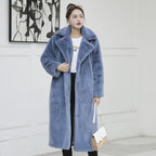 Winter Women High Quality Faux Rabbit Fur Coat Luxury Long Fur Coat Loose Lapel OverCoat Thick Warm Plus Size Female Plush Coats - Matrix Studios