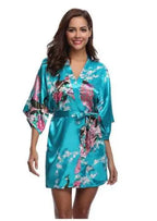 Satin Silk Women Wedding Bridemaid Robe Sexy Crane Print Bathrobe Short Long Kimono Night Gown Robe Fashion Dressing Gown Female - Matrix-studios.com