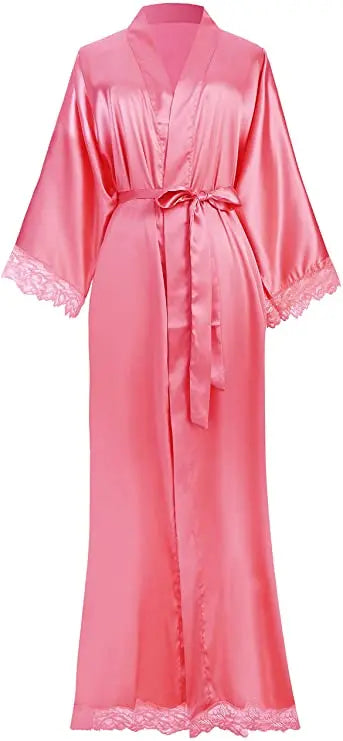 2019 New Silk Satin Lace Robes Bridesmaid Bride Robes Wedding Long Robe Bathrobe Womens Robe Lingerie Robe - Matrix-studios.com
