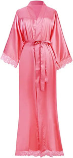2019 New Silk Satin Lace Robes Bridesmaid Bride Robes Wedding Long Robe Bathrobe Womens Robe Lingerie Robe - Matrix-studios.com