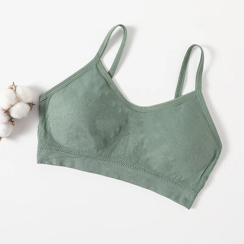 Women's Wireless Bra Sports Tube Top Ribbed Ruched Camisole Bralette With/Without Pads Underwear Sexy Lingerie M-L Intimates - Matrix Studios