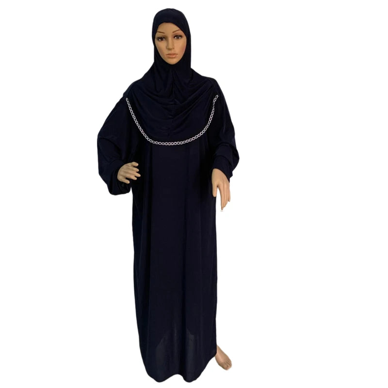 H118 Free size muslim dress with attached hijab pray khimar kaftan  burqa abaya robe hijab middle east clothing - Matrix-studios.com