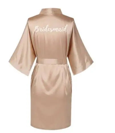 Satin Silk Robes Plus Size Wedding BathRobe Bride Bridesmaid Dress Gown Women Clothing Sleepwear Maid of Honor Rose Gold - Matrix-studios.com