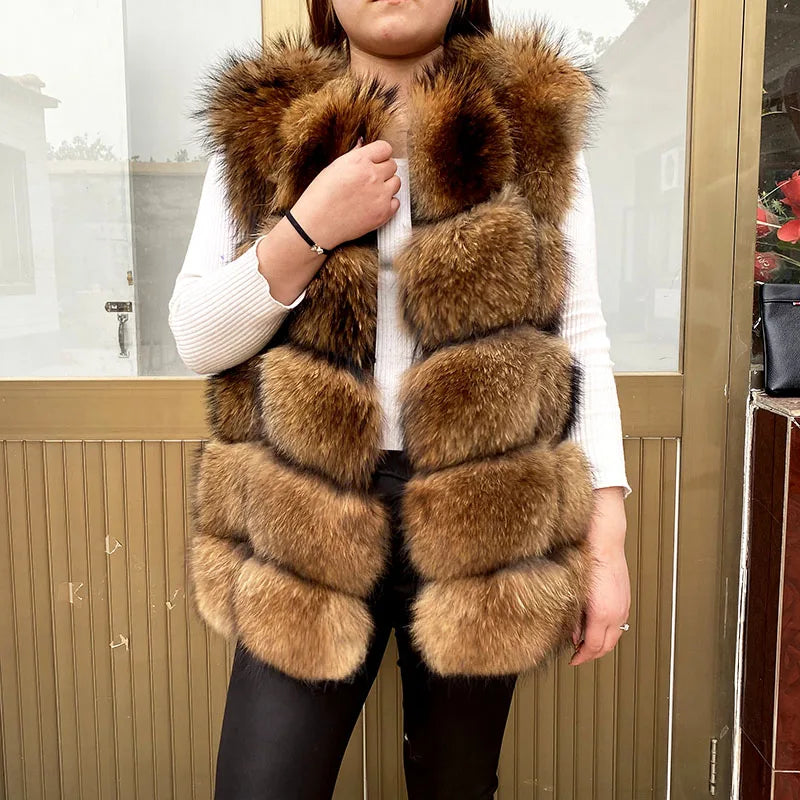 Women's High Quality Real Fox Fur Vest 100% Natural Real Fur 2019 Fashion Fur Coat Jacket Vest Genuine Leather Coat - Matrix Studios