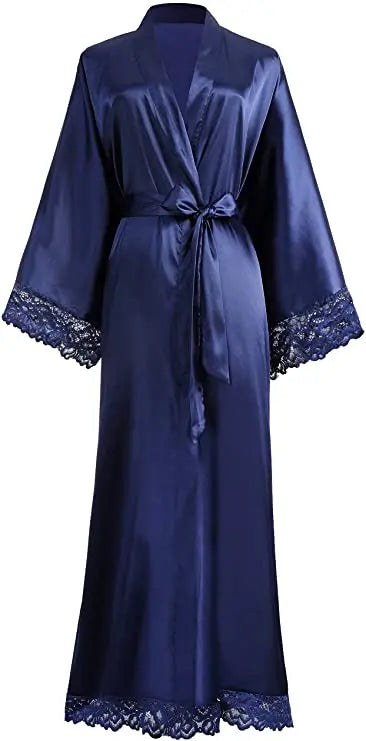 2019 New Silk Satin Lace Robes Bridesmaid Bride Robes Wedding Long Robe Bathrobe Womens Robe Lingerie Robe - Matrix-studios.com