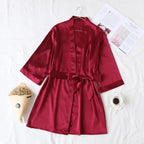 Summer Champagne Chinese Bride Wedding Robe Satin Sleepwear Women Nightgown Sexy Nightdress Lady Kimono Bathrobe Gown Negligee - Matrix-studios.com
