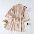 Summer Champagne Chinese Bride Wedding Robe Satin Sleepwear Women Nightgown Sexy Nightdress Lady Kimono Bathrobe Gown Negligee - Matrix-studios.com