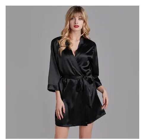 Summer Champagne Chinese Bride Wedding Robe Satin Sleepwear Women Nightgown Sexy Nightdress Lady Kimono Bathrobe Gown Negligee - Matrix-studios.com