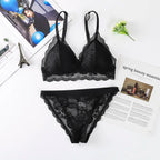 Women Lace Bra And Briefs Set Backless Bralette Solid Color Underwear Wireless Lace Bra Top Sexy Lingerie Set Female Intimates - Matrix-studios.com