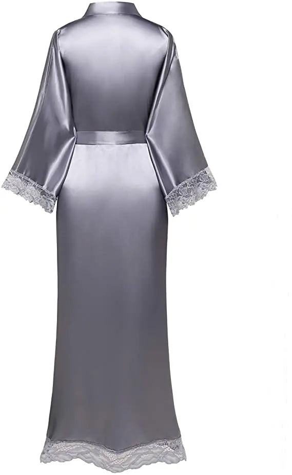 2019 New Silk Satin Lace Robes Bridesmaid Bride Robes Wedding Long Robe Bathrobe Womens Robe Lingerie Robe - Matrix-studios.com