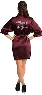 Burgundy Satin Kimono Robes women short pajamas dressing gown wine red Bridesmaid Gift team bride Bridal Party Robes - Matrix-studios.com