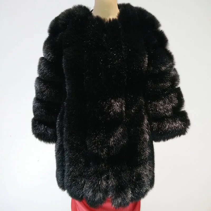 HJQJLJLS 2022 Winter New Fashion Women Long Faux Fur Coat Female Fuzzy Fur Coat Winter Thick Warm Fluffy Artificial Fur Jacket - Matrix Studios