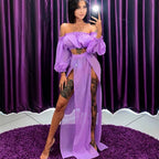 2021 Fashion New Women Bikini Beach Cover Up Long Sleeve Off Shoulder Top Cover Up Skirt Two-piece Suit for Robe Plage Beachwear - Matrix Studios