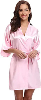 Green Nightgown Solid Color Kimono Lady Elegant Bathrobe Satin Homewear Wedding Bridal Gift Sleepwear Sexy Intimate Lingerie - Matrix-studios.com