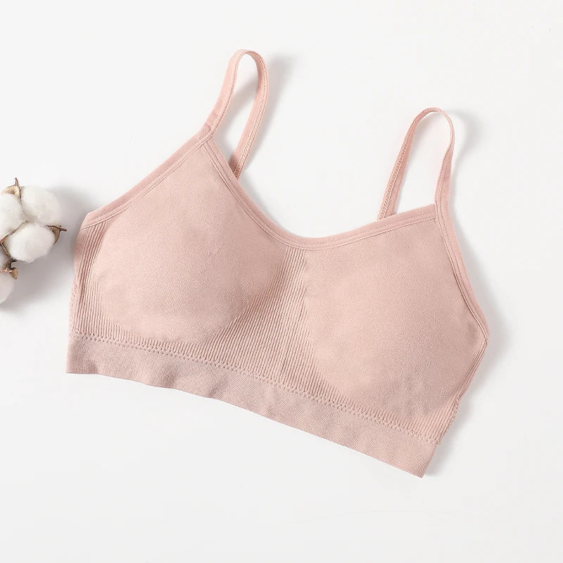 Women's Wireless Bra Sports Tube Top Ribbed Ruched Camisole Bralette With/Without Pads Underwear Sexy Lingerie M-L Intimates - Matrix Studios