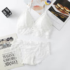 Women Lace Bra And Briefs Set Backless Bralette Solid Color Underwear Wireless Lace Bra Top Sexy Lingerie Set Female Intimates - Matrix-studios.com