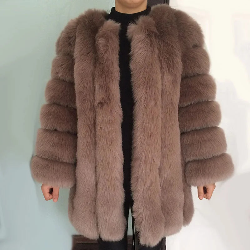 HJQJLJLS 2022 Winter New Fashion Women Long Faux Fur Coat Female Fuzzy Fur Coat Winter Thick Warm Fluffy Artificial Fur Jacket - Matrix Studios