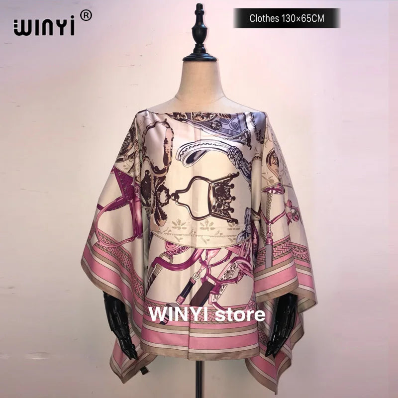 Fashion европейская одежда For Women Popular Thailand Summer Bohemian Printed Batwing Sleeve Silk kaftan Blouse For Night Party - Matrix Studios