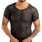 Mens Mesh Cycling Base Layers Shirt Quick Dry Cool Cycling Vest Black See Through Clubwear Tee Shirt Fishnet Jersey Sportswear - Matrix Studios
