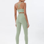 SOISOU Nylon Yoga Set Women's Tracksuit Gym Fitness Set Woman 2 Pieces Leggings Sports Bra Breathable Sportwear Woman Clothes - Matrix-studios.com