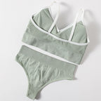 Women Seamless Bra And Panties Set High Rise Thongs Non-wire Sports Bra Comfy Brassiere Female Underwear Sexy Lingerie Set - Matrix-studios.com