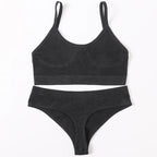 Women Seamless Bra And Panties Set U-Back Bralette Top Comfort Breathable Briefs Ribbed Sexy Lingerie Sports Underwear Set - Matrix-studios.com