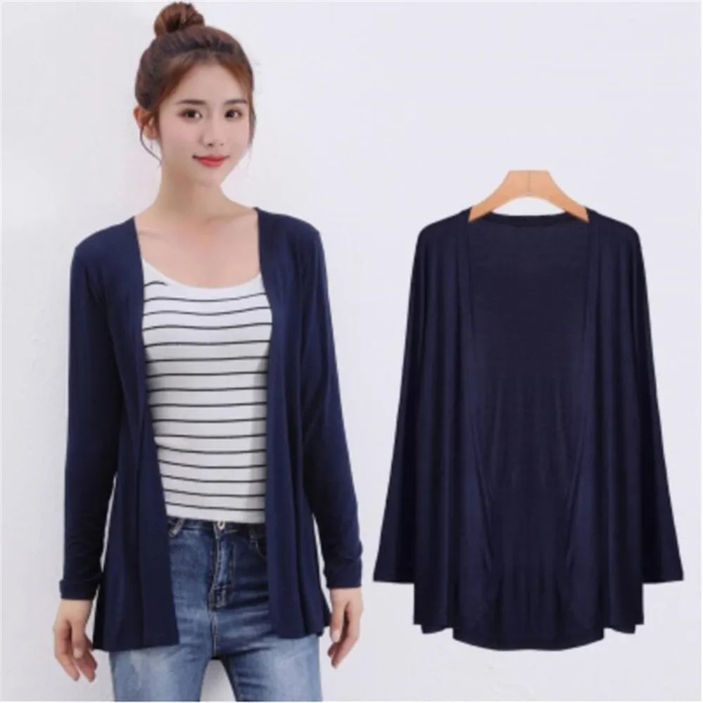 2024 Summer Autumn Korean Women Modal Cardigan Ladies Shawl Female Cotton Sweater Cardigans Long Sleeve Women Casual Thin Coats - Matrix Studios