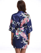 Brand Purple Female Printed Floral Kimono Dress Gown Chinese Style Silk Satin Robe Nightgown Flower S M L XL XXL XXXL - Matrix-studios.com