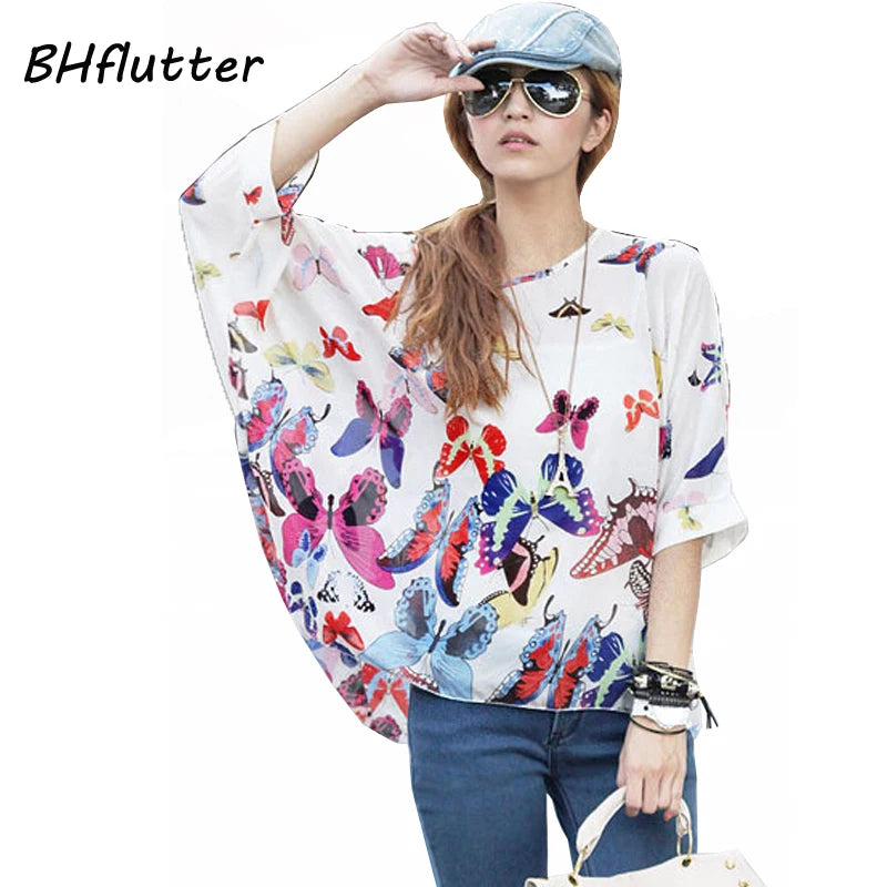 Women Blouses Plus Size Clothing Summer 2021 Novelty Bohemian Shirts Blusas Femininas Bohemian Style Women's Chiffon Tops Tees - Matrix-studios.com