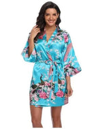 Sexy Print Kimono Gown Satin Women Bathrobe Bridal Wedding Gift Silky Sleepwear Nightdress Oversize 3XL Nightgown Homewear - Matrix-studios.com
