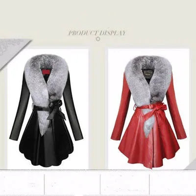 Faux Fur Coat Women Winter Female Sheepskin Coats Pure Color Faux Fox Fur Collars Snap Fastener Furs - Matrix Studios
