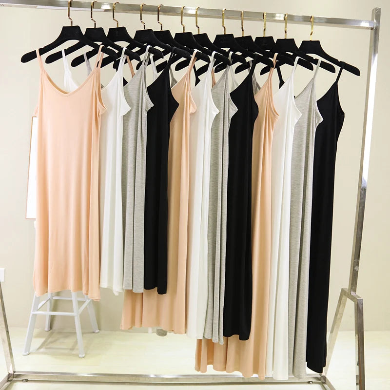Spring Summer 2026 Woman Tank Dress Casual Modal Sexy Camisole Elastic Female Home Beach Dresses O-Neck Camis Sexy Dress - Matrix-studios.com