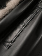 Lautaro Winter Long Warm Thick Black Leather Coat Women with Fur Inside Elegant Luxury Faux Fur Lined Jacket Parka Fashion 2021 - Matrix Studios