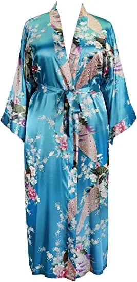 Satin Silk Women Wedding Bridemaid Robe Sexy Crane Print Bathrobe Short Long Kimono Night Gown Robe Fashion Dressing Gown Female - Matrix-studios.com