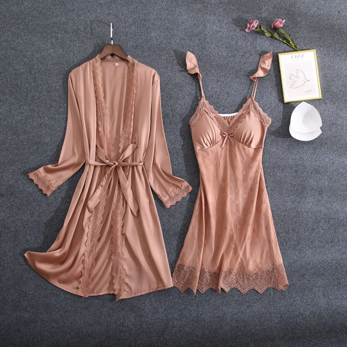 White Lace Bride Bridesmaid Wedding Robe Set Women Summer Sleepwear Kimono Bathrobe Gown Loose Casual Sleep Suit Sexy Home Dress - Matrix-studios.com