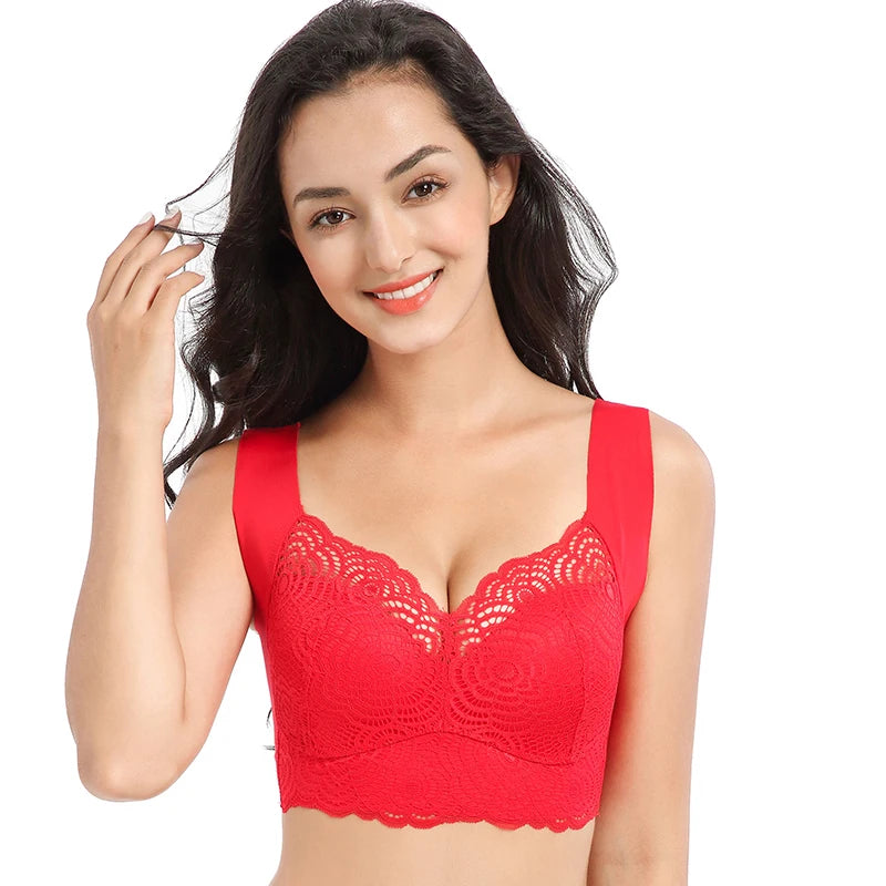 No Rims Lingeries Seamless Underwear Women Push Up Bra Plus Size 52/120CDE Lace Ice silk Bra Gathering  Sleep Bra Women Vest Bra - Matrix Studios