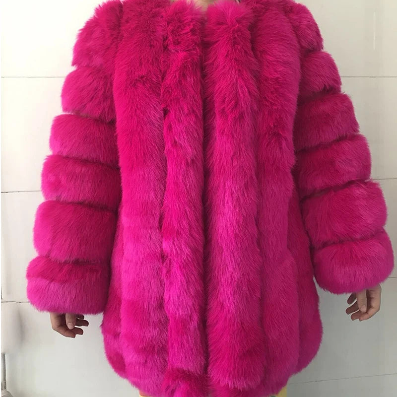HJQJLJLS 2022 Winter New Fashion Women Long Faux Fur Coat Female Fuzzy Fur Coat Winter Thick Warm Fluffy Artificial Fur Jacket - Matrix Studios