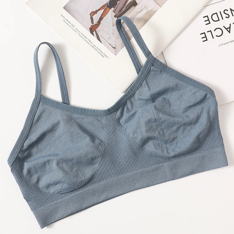 Women's Wireless Bra Sports Tube Top Ribbed Ruched Camisole Bralette With/Without Pads Underwear Sexy Lingerie M-L Intimates - Matrix Studios