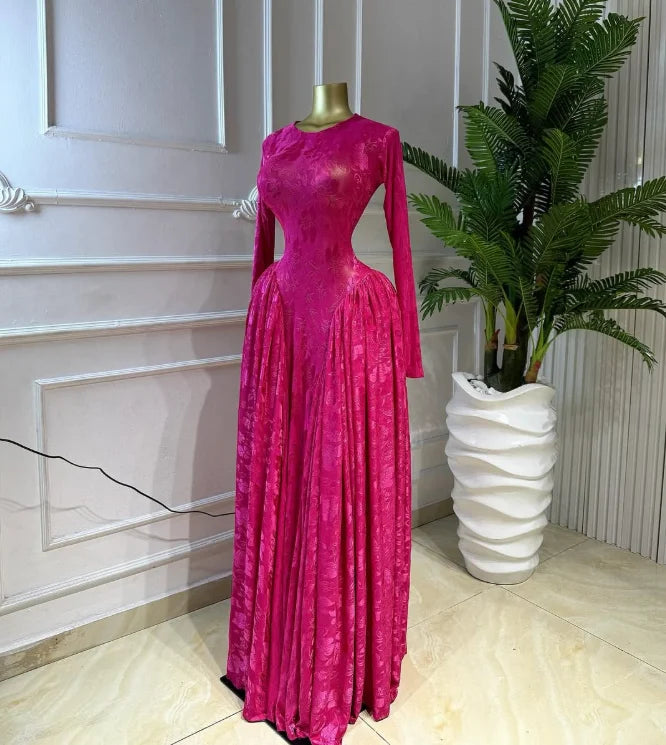CM.YAYA Women O-neck Long Sleeve Pleated Inner A-line Maxi Dress 2026 Evening Sexy Party Birthday Vacation Long Dresses Vestidos - Matrix-studios.com