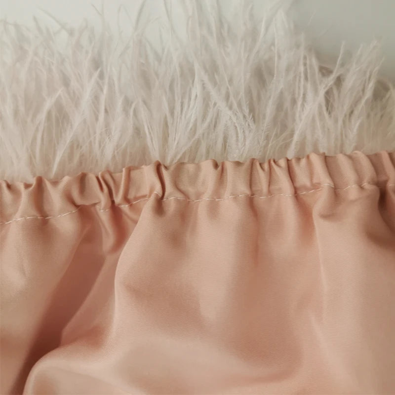 Real feather mini skirt, elastic waist sexy clothing, club, party dance party carnival short skirt can be customized in size - Matrix Studios