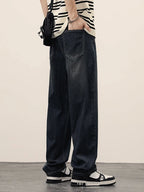 2025Spring Autumn New Men Straight Vintage Fit Jeans Casual Trousers High Quality Male Korean Fashion Baggy Wide Leg Denim Pants - Matrix Studios