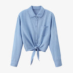 AS  SS26 Lyocell light Denim pinstripe wrap shirt + dress matching set fashionable vitality women's outfit - Matrix-studios.com