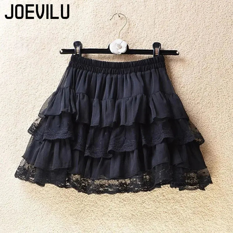 Gothic Lace Tutu Skirt Elastic Sexy Lace Mini Tulle Skirts Party Club Dancer Wear Black Bottoms High Street Y2k Women Clothing - Matrix-studios.com