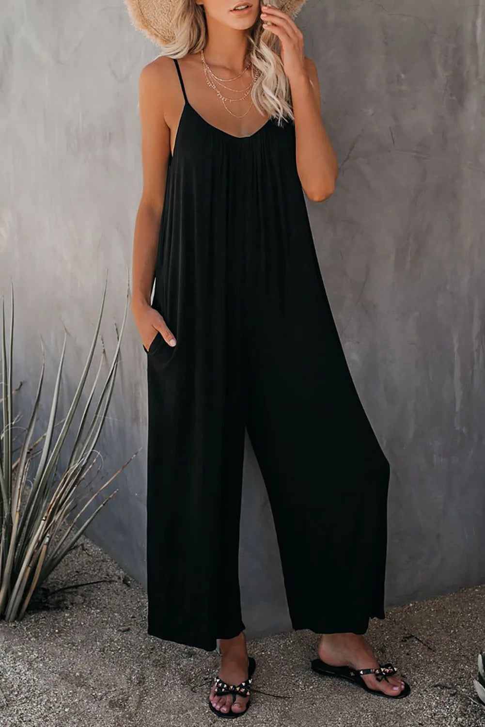 2026 High-Quality Strap Summer New Thick Pure Color Pocket Casual Women's Overall Pants - Matrix Studios