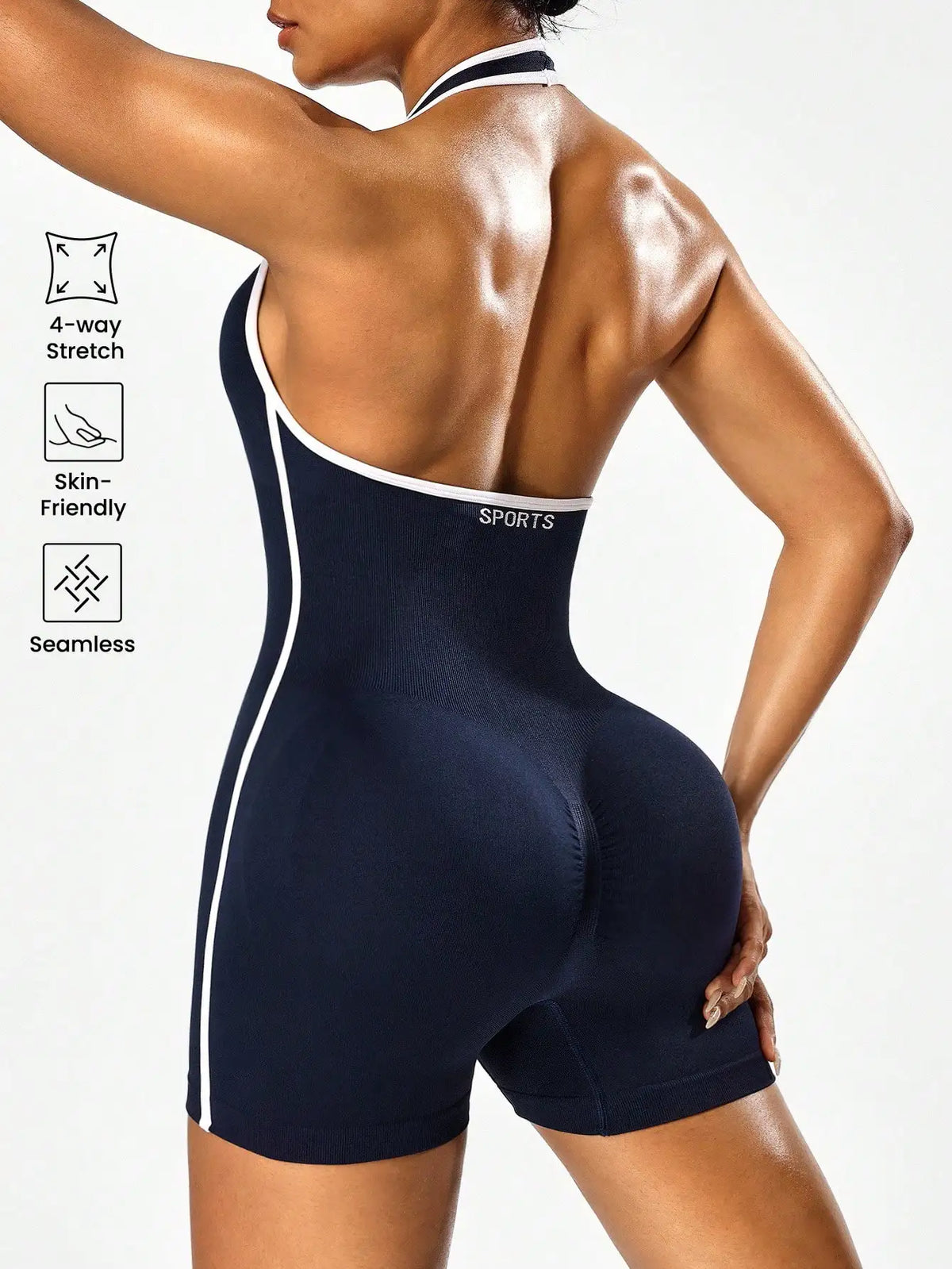 Women's Backless Color-Block Cross-Body Fitness Jumpsuit – Stretchy Yoga One-Piece Outerwear Ideal for Workout, Training & Daily - Matrix Studios