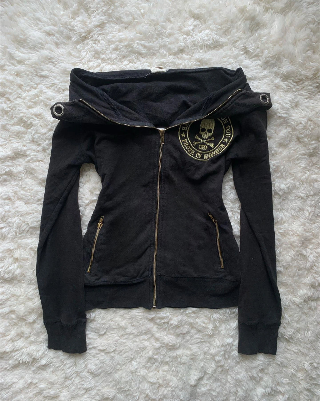 Y2K Retro Zipper Hoodies Women Harajuku Sexy Slim Fit Sweatshirt Autumn Skull Graphic Embroidery Hooded Jacket Gothic Clothing - Matrix Studios
