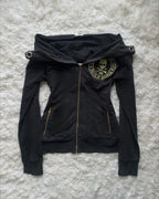 Y2K Retro Zipper Hoodies Women Harajuku Sexy Slim Fit Sweatshirt Autumn Skull Graphic Embroidery Hooded Jacket Gothic Clothing - Matrix Studios