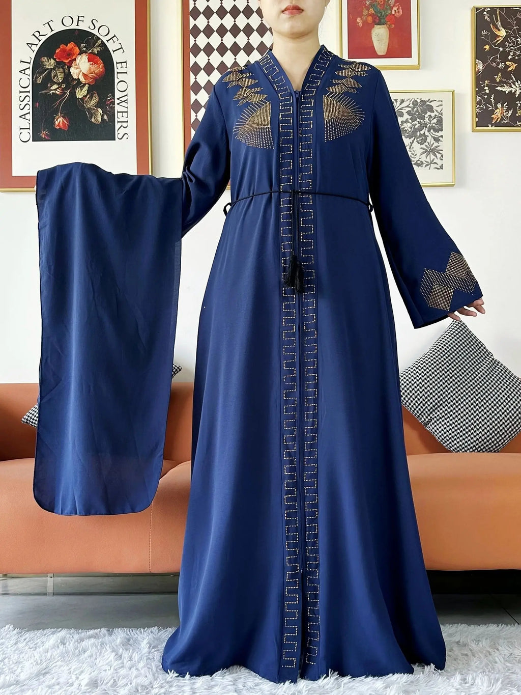 New Women Elegant Dress Chiffon Open Abaya with Zipper Muslim Women Dress Islamic Clothing Cardigan Abaya Women Muslim Dress - Matrix-studios.com